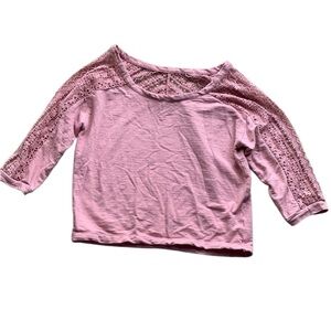 American Eagle Outfitters Pink Lace Shirt